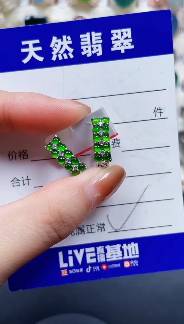 银S925镶嵌翡翠耳饰206