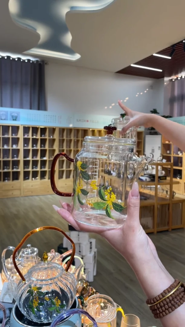 手工艺品玻璃遇器大神奇壶琥珀把桂花啊