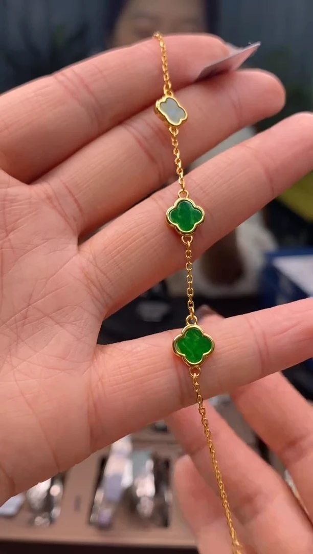 颈饰银S925镶嵌翡翠净货15229