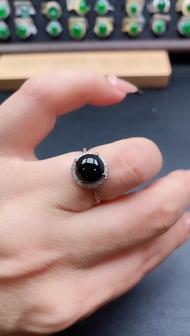 银S925镶嵌戒指翡翠1