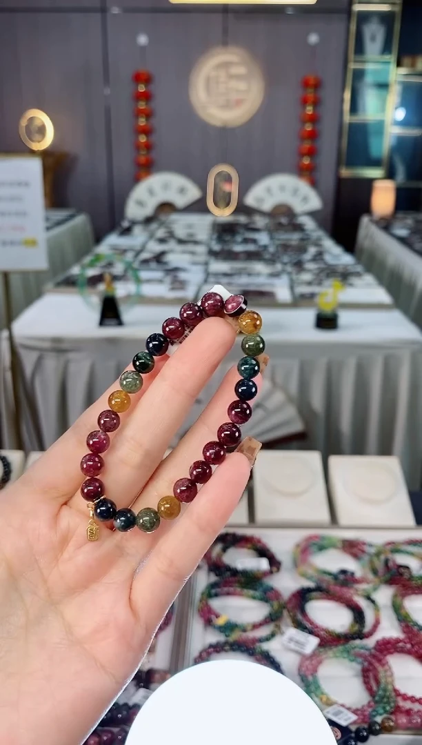 未镶嵌收藏级老矿碧玺单圈手串7mm+碧玺dan多样性发货一条