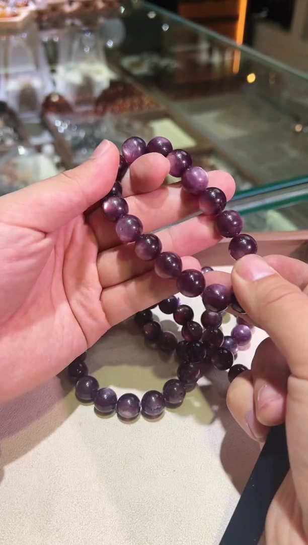 合成水晶未镶嵌13mm+紫锂云母（多样性发一）