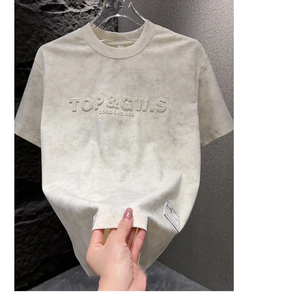 2025夏季新款设计感短袖男轻奢扎染时尚爆款上衣百搭圆领半袖T恤ｃ