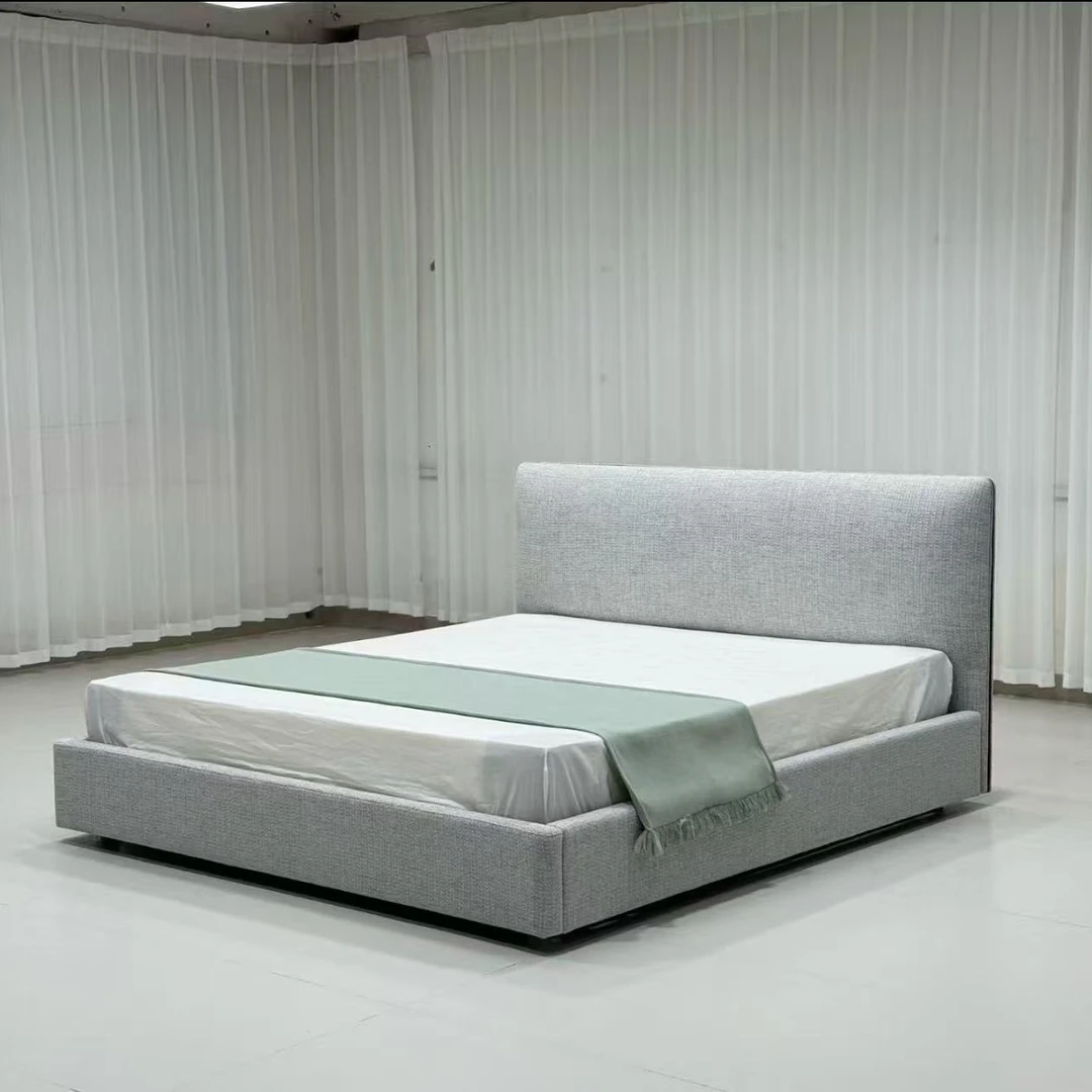 【罗宾床】落地围边意式极简主卧次卧双人棉麻床设计师款