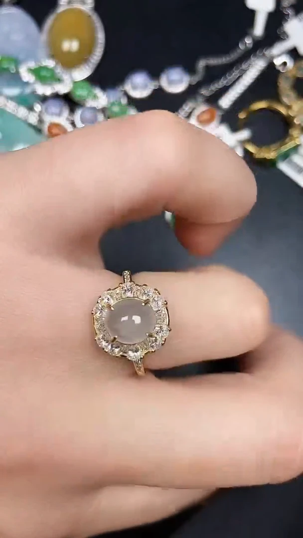 银S925镶嵌戒指翡翠3660