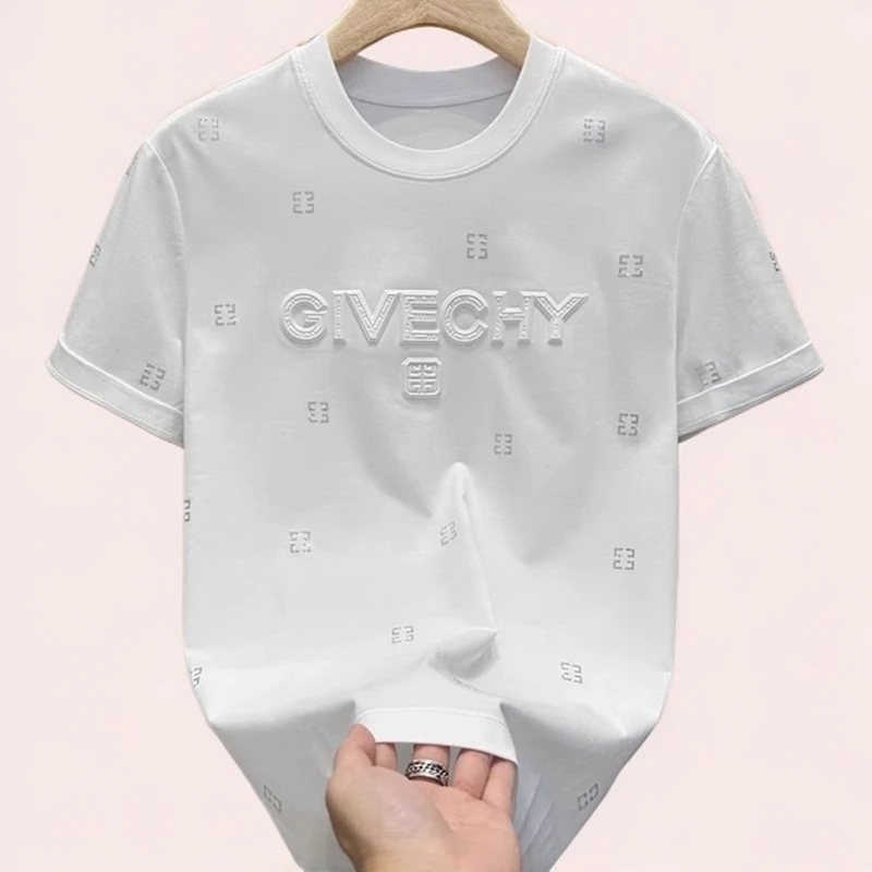 怀勤桑顿黑色烫钻短袖t恤男士2025新款夏季潮牌百搭圆领体恤