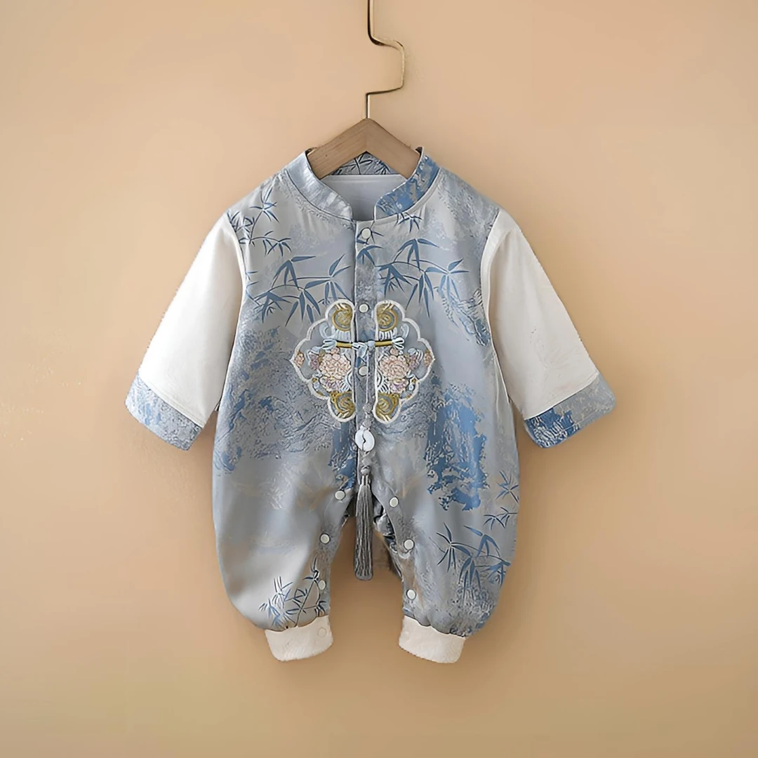 中式婴儿衣服宝宝秋装连体唐装超萌满月百天周岁礼服春秋季外出服
