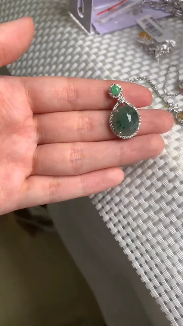 银S925镶嵌戒指翡翠吊坠