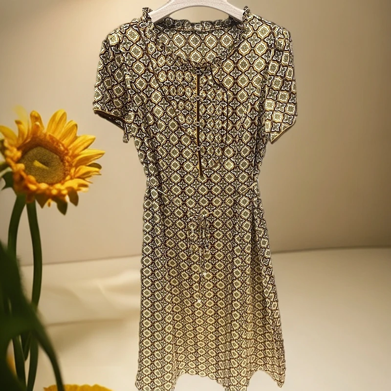 25165印花夏季花色长裙夏季修身连衣裙气质