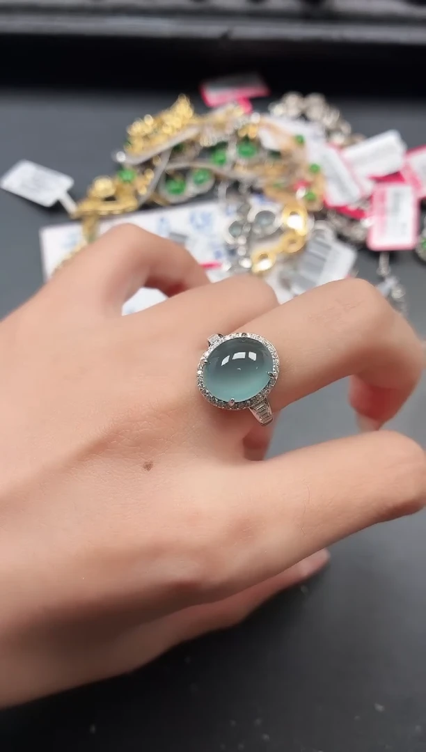 银S925镶嵌戒指翡翠111