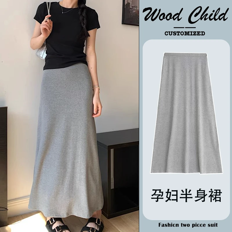 孕妇半身裙夏季薄款莫代尔弹力无托腹包臀鱼尾裙A字裙子女夏