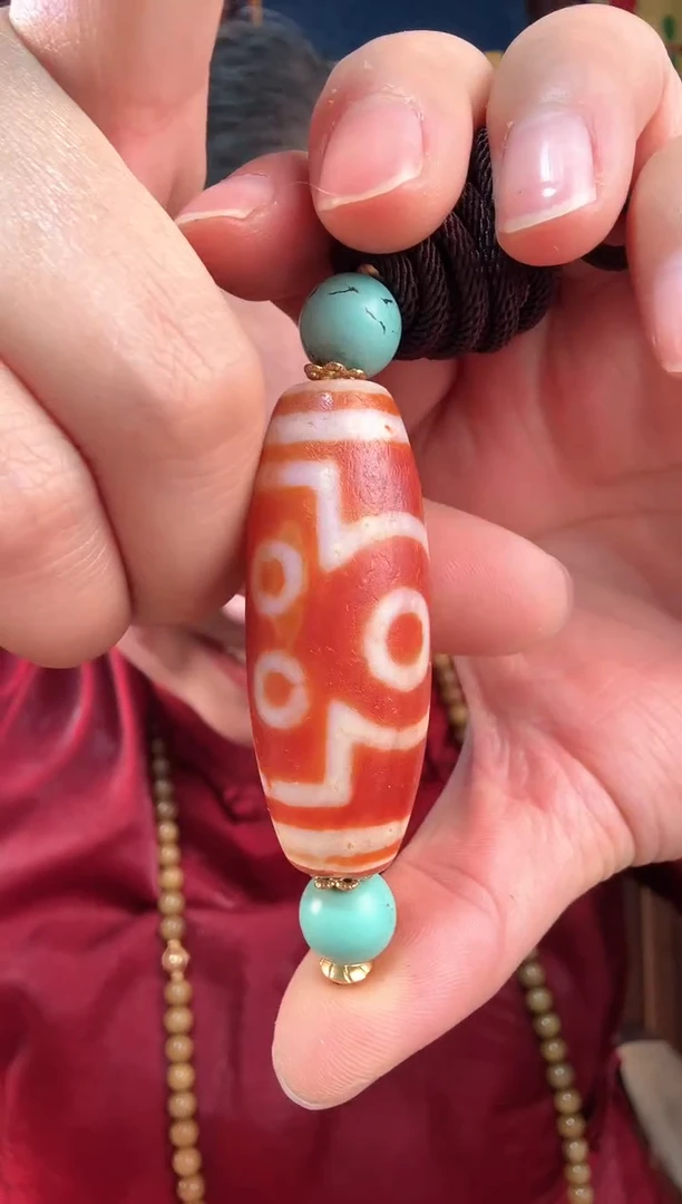 无非金属藏地红肉7眼古珠