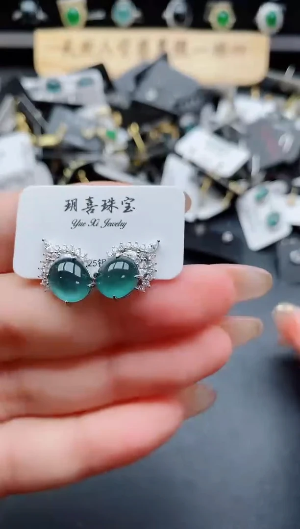 银S925镶嵌戒指翡翠1