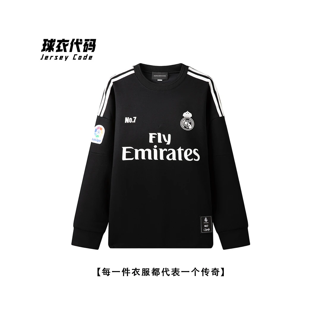 【黑武士】Madrid-C罗-美式复古球衣风秋冬长袖百搭宽松圆领款Q016