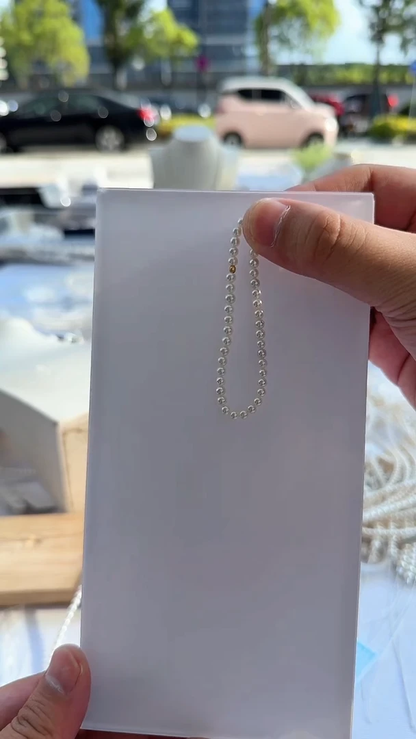 淡水珍珠手链银S925镶嵌4-5mm（弹力绳-镭射球）