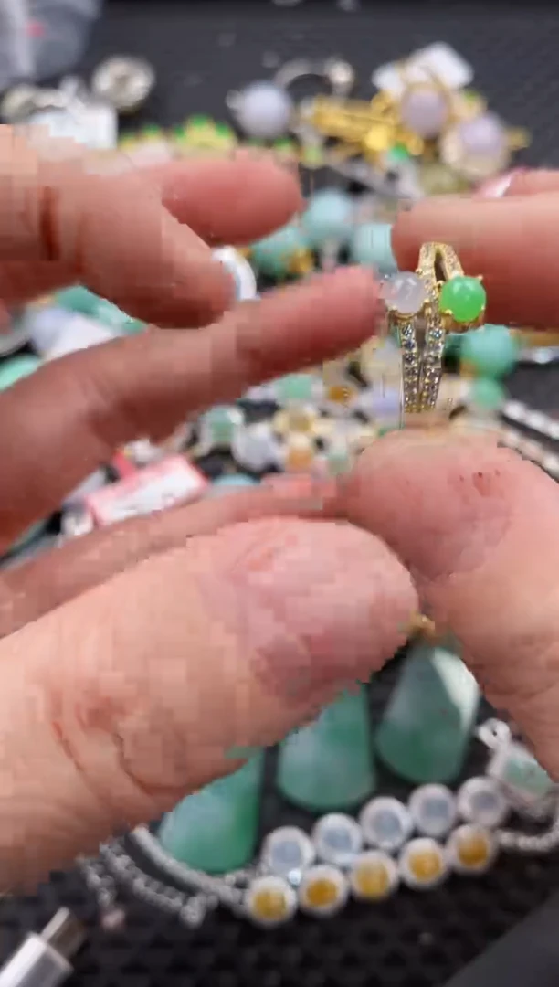 银S925镶嵌戒指翡翠444              8