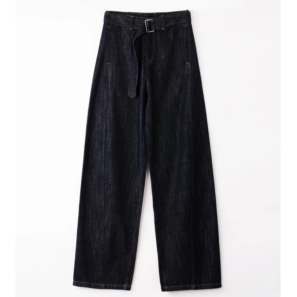 2025春季新品法国L?大牌同款扭缝系带裤丹宁蓝