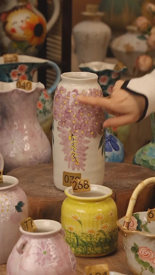 陶瓷景德镇设计师手作花器摆件侘寂风@M079@