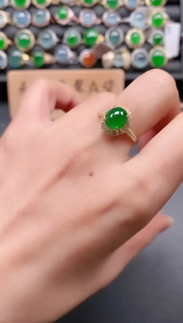 银S925镶嵌戒指翡翠11