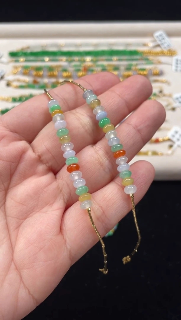 18K金镶嵌手链翡翠多样性   发货一条  P368