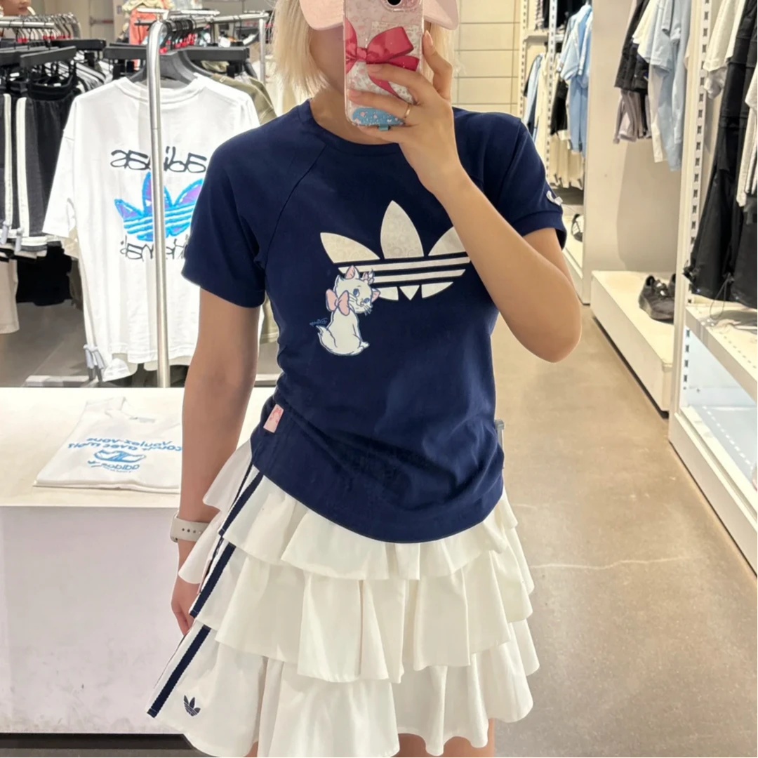 adidas/阿迪达斯女子玛丽猫联名款夏季纯棉运动短袖T恤 KC3096