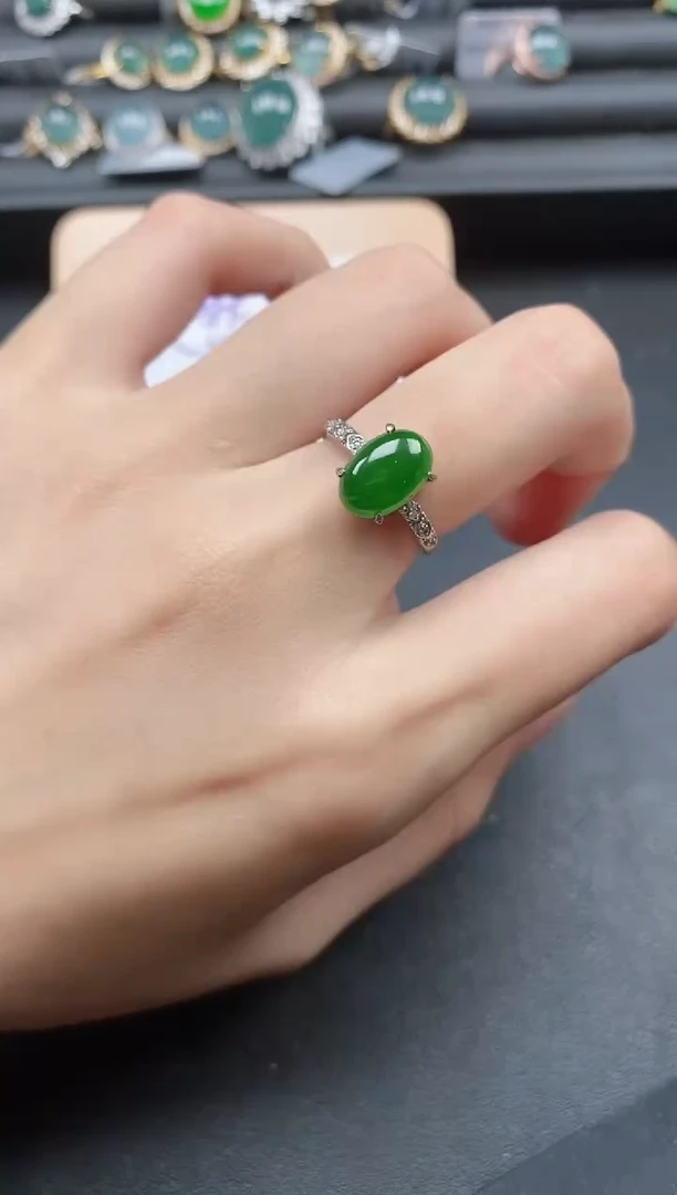 翡翠戒指银S925镶嵌51511