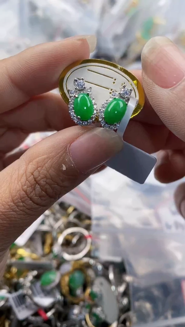 银S925镶嵌戒指翡翠222----6