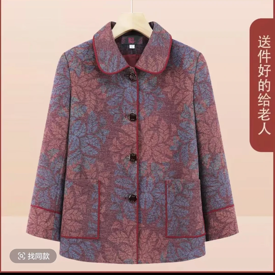 8164中老年女外套妈妈款大码洋气老太太呢子老人奶奶衣服李亚