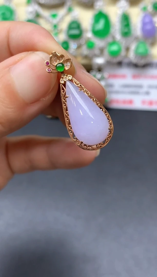 颈饰18K金镶嵌翡翠214-中国好珍宝