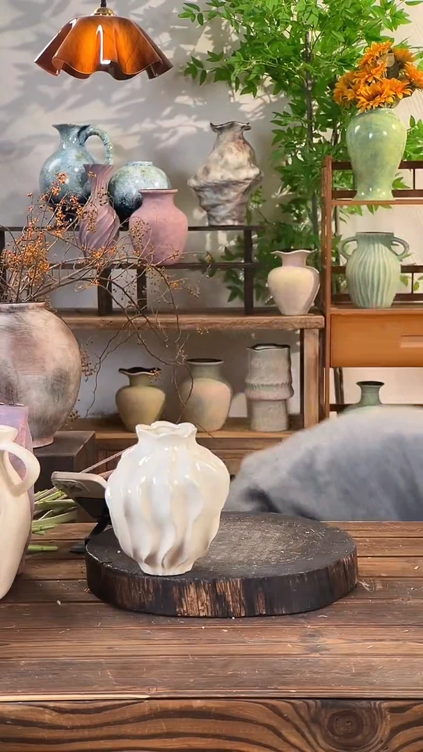 【素色净版-丝瓜纹小号花瓶】创意简约陶瓷花瓶摆件装饰家居花器