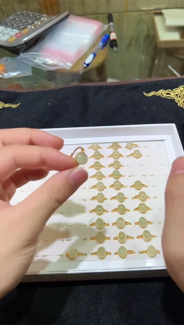 银S925镶嵌戒指和田玉xyj536和田玉戒指多样性发其一