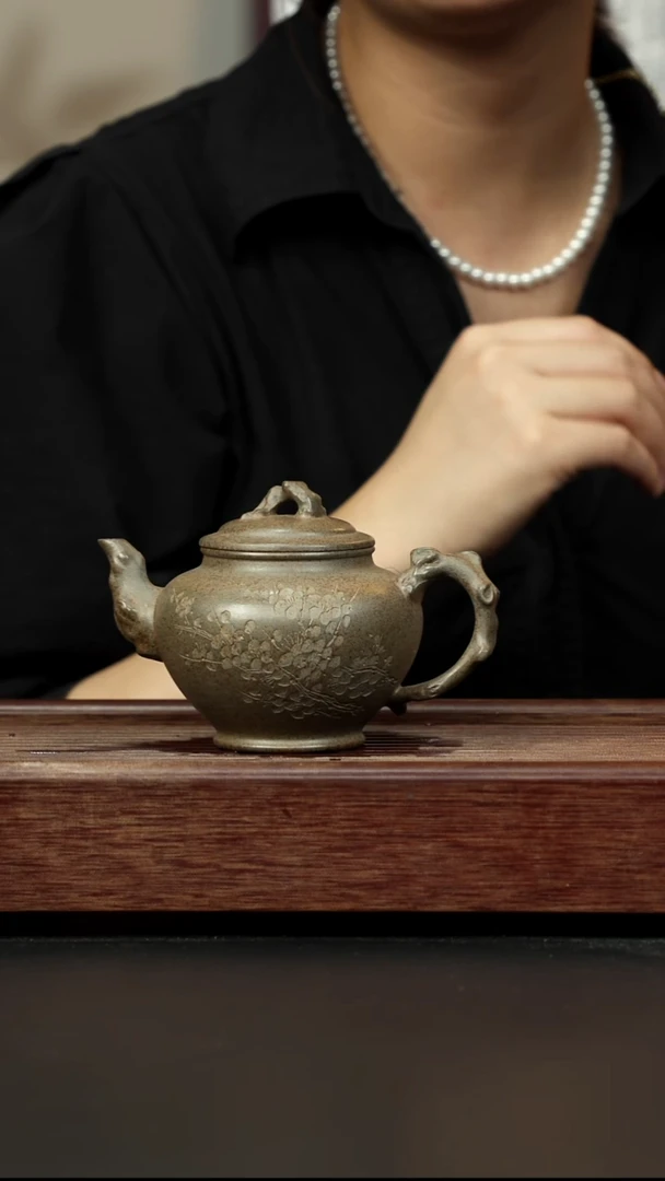 紫砂茶壶青段柴烧 梅报春