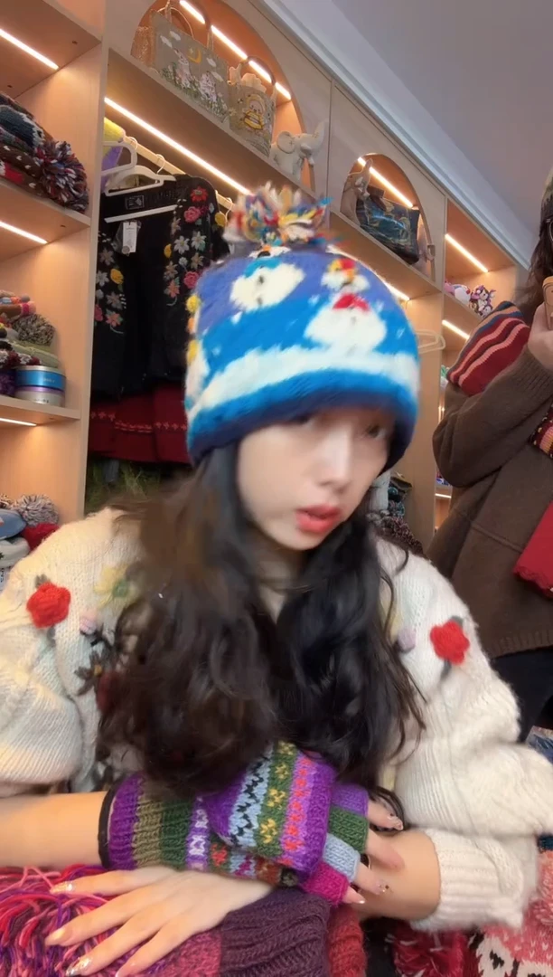 绵羊毛细羊毛雪人单球帽