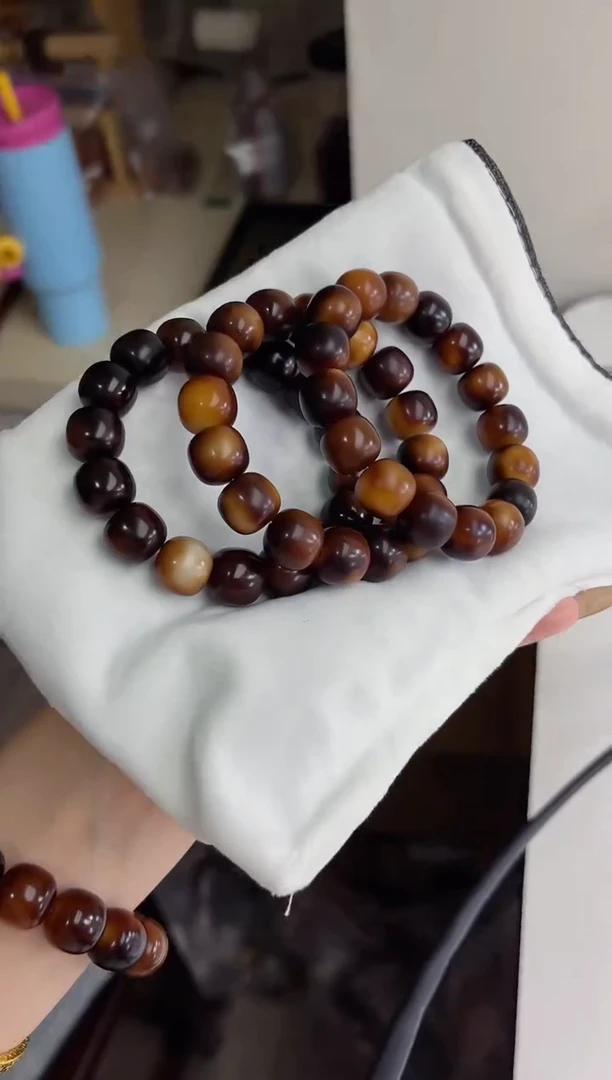 手串菩提根/象牙果沐p59虎珀糖干磨桶珠12*14mm手串