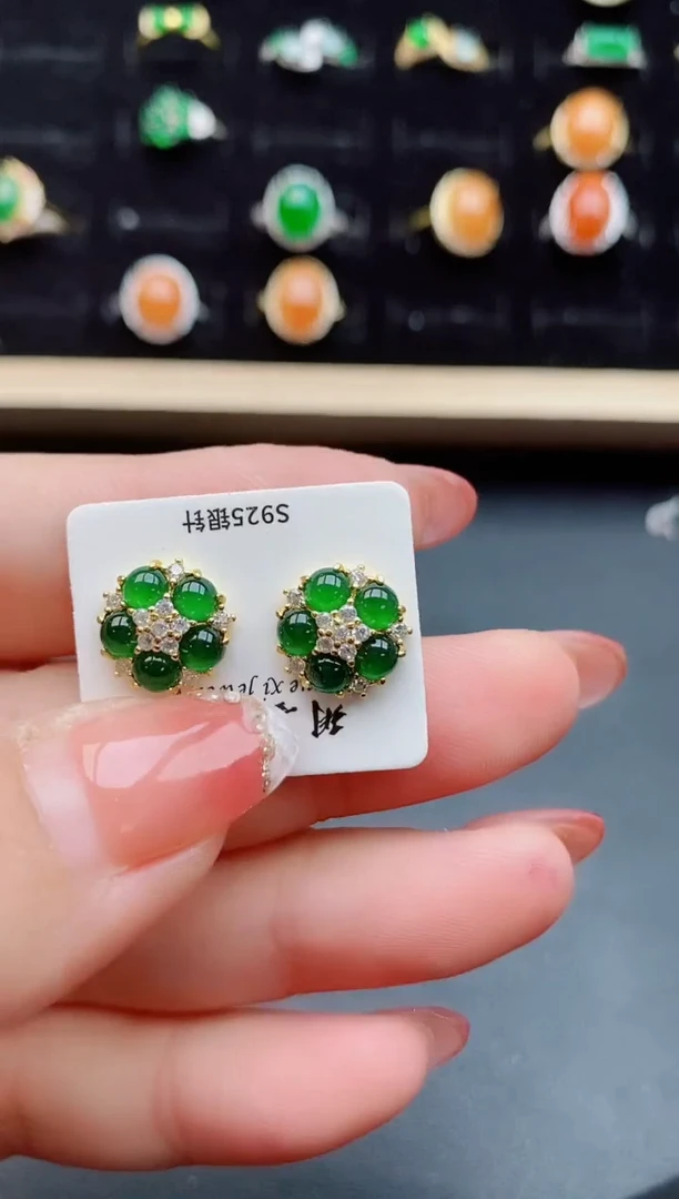 【闪购商品】翡翠耳饰银S925镶嵌1212
