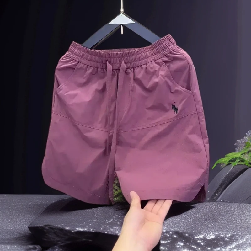 2025年夏季男士速干透气五分裤打孔休闲裤简约刺绣宽松百搭短裤