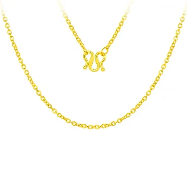 吊坠足银 足银闪O项链万能链金色锁骨链女款锁骨项链时尚百搭