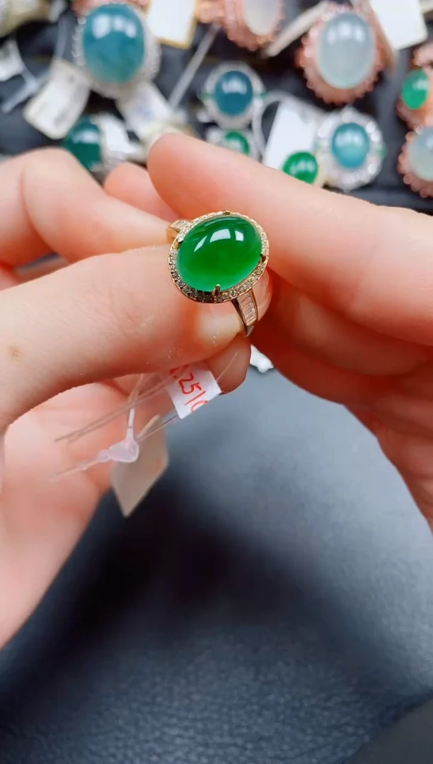 银S925镶嵌戒指翡翠翡翠