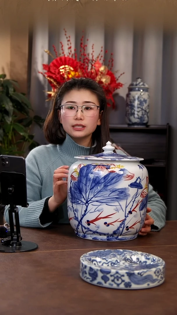 【闪购商品】瓷片青花瓷茶具斌芬陶瓷荷花