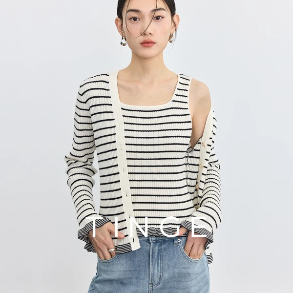 【TINGE】贴己春夏背心开衫叠穿款条纹背心 ZZS2513-14