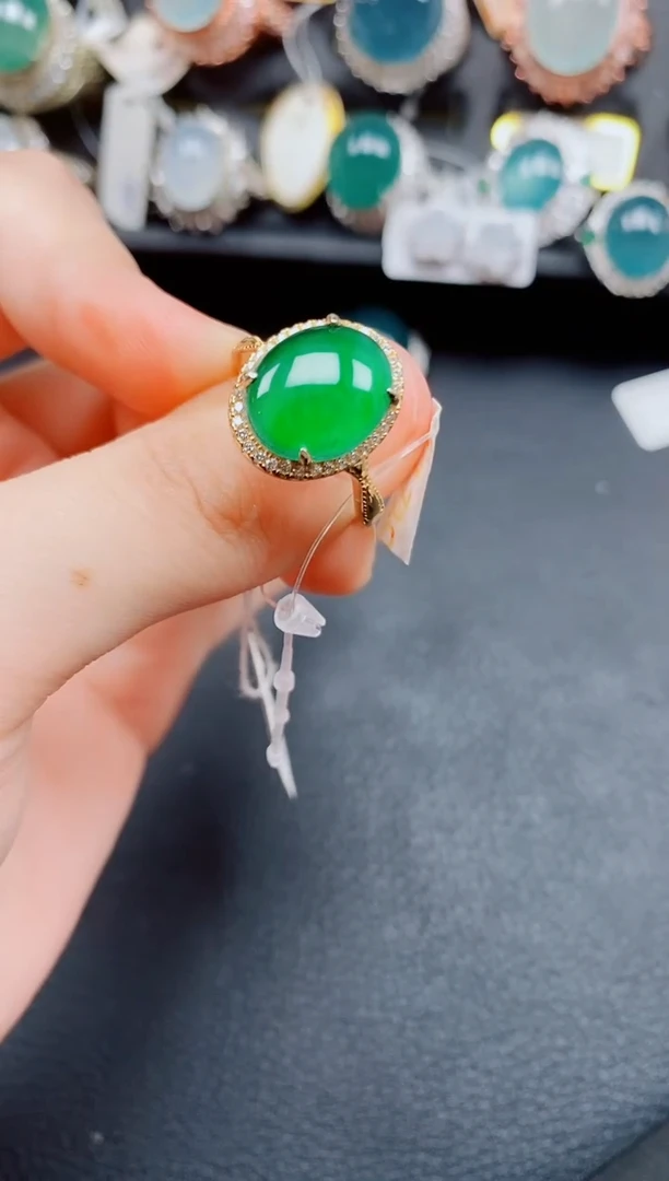 银S925镶嵌戒指翡翠翡翠
