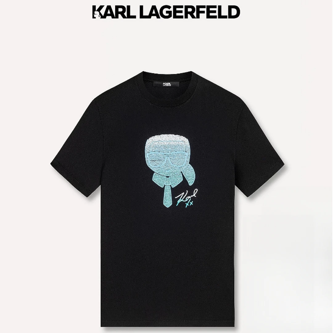 KARL LAGERFELD/卡尔拉格斐男士圆领棉质短袖T恤1K1E30602189