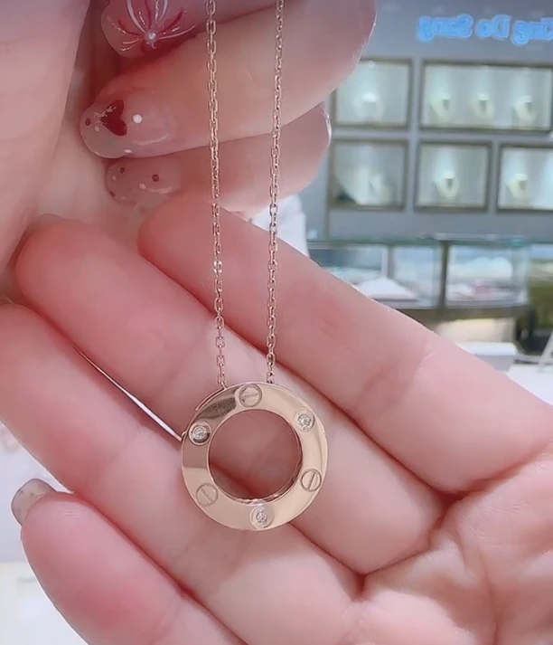 18K金三钻大饼套链（精工）