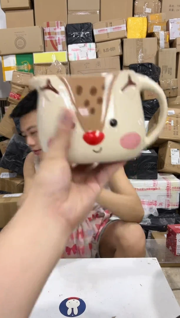瓷片麋鹿奶壶 陶瓷