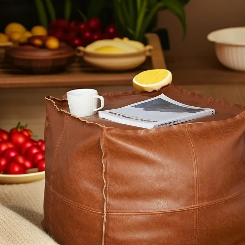 美式收纳坐墩二合一皮质蒲团家用客厅卧室收纳袋懒人凳换鞋凳