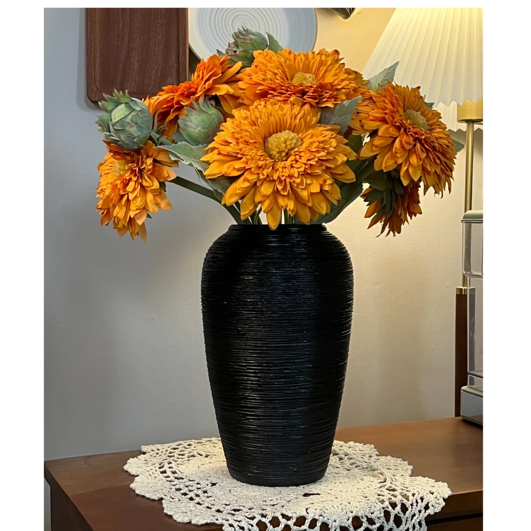 （小号高23cm 口7cm）（拉丝乌金）景德镇手绘艺术感花瓶