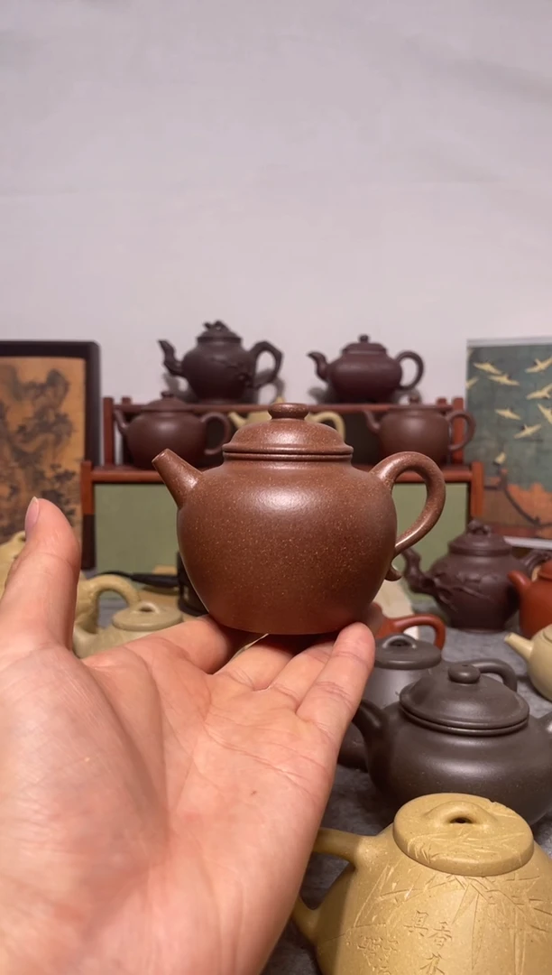 茶壶紫砂老宕口桃花泥 大彬圈纽160cc