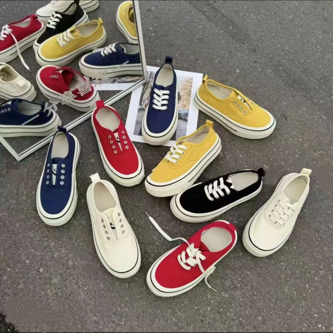 XUZHU煦芝 增高厚底休闲帆布鞋女2025春季新款复古运动板鞋A331