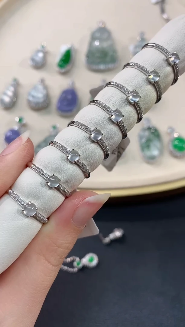 【闪购商品】翡翠戒指18K金镶嵌A37多样性发一件|1500