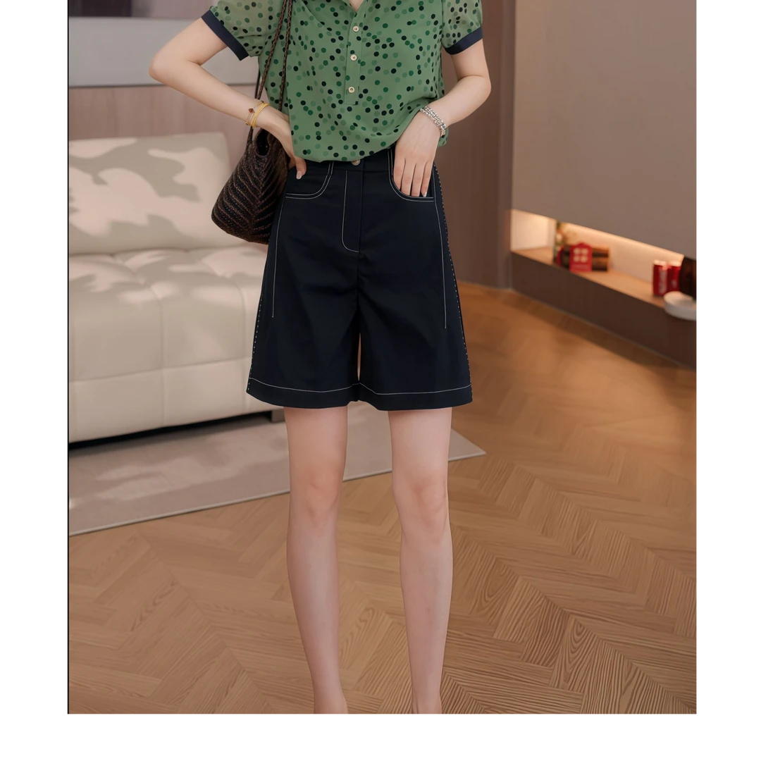 豆豆7 夏季百搭宽松休闲短裤时尚A字四分裤-DX1370